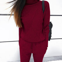 Load image into Gallery viewer, MVGIRLRU Woman Sweater Suits Casual  Knit Tracksuit Turtleneck Pullovers+pants Two Piece Sets Female Outfits