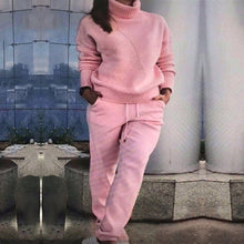 Load image into Gallery viewer, MVGIRLRU Woman Sweater Suits Casual  Knit Tracksuit Turtleneck Pullovers+pants Two Piece Sets Female Outfits