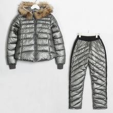 Load image into Gallery viewer, Wixra Winter Hooded Parka Suits 2 Piece Sets Elegant Warm Streetwear Ski Suit Straight Zipper Thick Women Casual Tracksuits