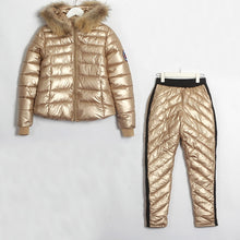 Load image into Gallery viewer, Wixra Winter Hooded Parka Suits 2 Piece Sets Elegant Warm Streetwear Ski Suit Straight Zipper Thick Women Casual Tracksuits