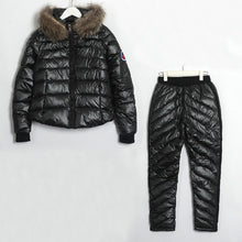 Load image into Gallery viewer, Wixra Winter Hooded Parka Suits 2 Piece Sets Elegant Warm Streetwear Ski Suit Straight Zipper Thick Women Casual Tracksuits