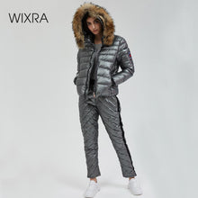 Load image into Gallery viewer, Wixra Winter Hooded Parka Suits 2 Piece Sets Elegant Warm Streetwear Ski Suit Straight Zipper Thick Women Casual Tracksuits