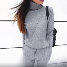 Load image into Gallery viewer, Autumn Winter Women Knitted Set 2019 Casual Knitted Tracksuit Turtleneck Sweater + Winter Pants Women Sweatshirts 2 Piece Suit