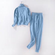 Load image into Gallery viewer, Autumn Winter Women Knitted Set 2019 Casual Knitted Tracksuit Turtleneck Sweater + Winter Pants Women Sweatshirts 2 Piece Suit