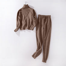 Load image into Gallery viewer, Autumn Winter Women Knitted Set 2019 Casual Knitted Tracksuit Turtleneck Sweater + Winter Pants Women Sweatshirts 2 Piece Suit