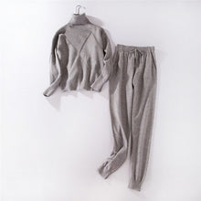Load image into Gallery viewer, Autumn Winter Women Knitted Set 2019 Casual Knitted Tracksuit Turtleneck Sweater + Winter Pants Women Sweatshirts 2 Piece Suit