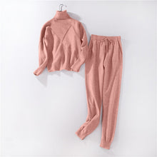 Load image into Gallery viewer, Autumn Winter Women Knitted Set 2019 Casual Knitted Tracksuit Turtleneck Sweater + Winter Pants Women Sweatshirts 2 Piece Suit